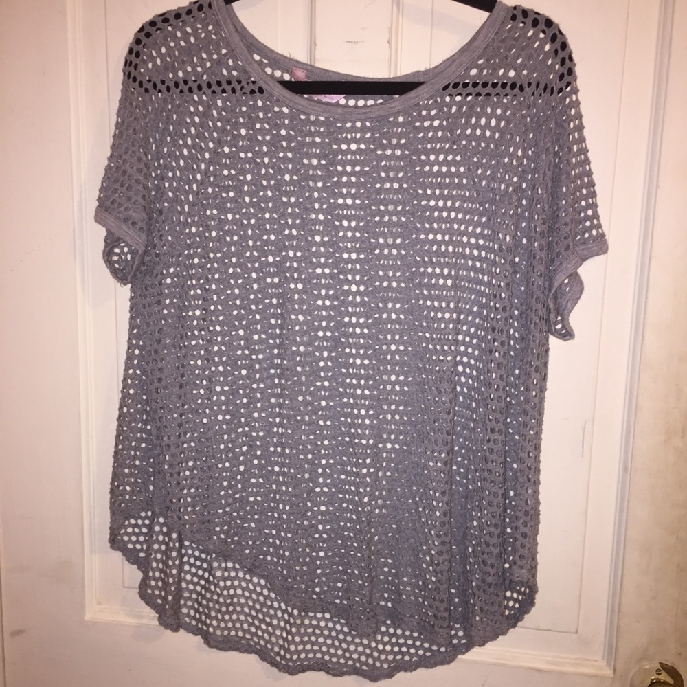 Gray distressed swimwear coverup